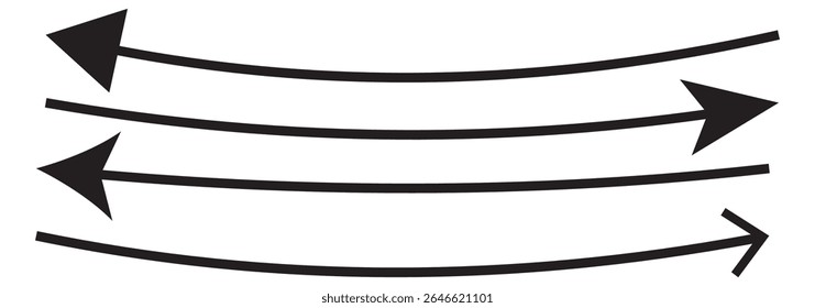 Long Arrow Vector. Flat Style Arrow Symbol. Vector Illustration. Long curve arrow icon.