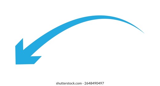 Long Arrow Vector. Flat Style Arrow Symbol. Vector Illustration. Long curve arrow icon.