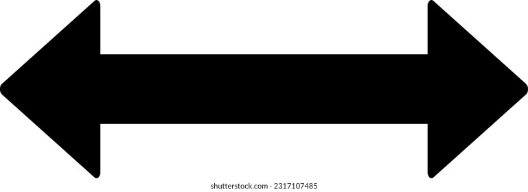 Long arrow vector icon. Black horizontal double arrow. Replaceable vector design.