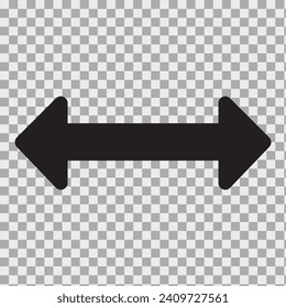 Long-Pfeil Vektorsymbol. Schwarzer horizontaler Doppelpfeil, Vektorgrafik. Ersetzbarer Pfeil-Vektordesign. EPS10	