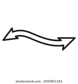 Icono de Vector de flecha larga. Flecha doble Horizontal negra. 10 Eps