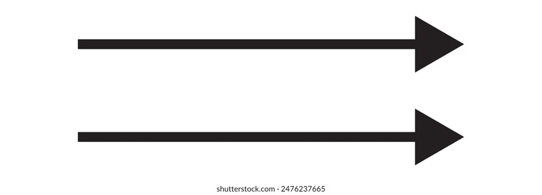 Long arrow vector icon. black arrow extending on white background.Arrow Black Shape