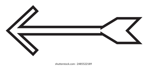 Long arrow vector icon. Black outline horizontal linear arrow pointing to the left.