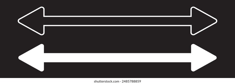Long arrow vector icon. Black horizontal double arrow.