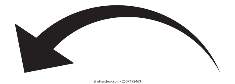 Long arrow vector icon. Black horizontal curved arrow. Vector design. Long curved arrow. EPS 10