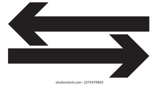 Long arrow vector icon. Black horizontal double arrow. Vector Up and down arrow flat style. Vector illustration icon isolated on white background.