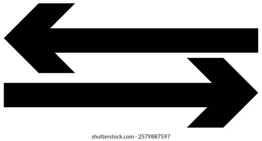 Long arrow vector icon. Black horizontal double arrow. Vector illustration icon isolated on white background.