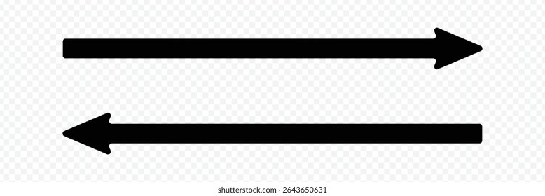 Icono de Vector de flecha larga. Flecha doble Horizontal negra . Ilustración vectorial. EPS 10.