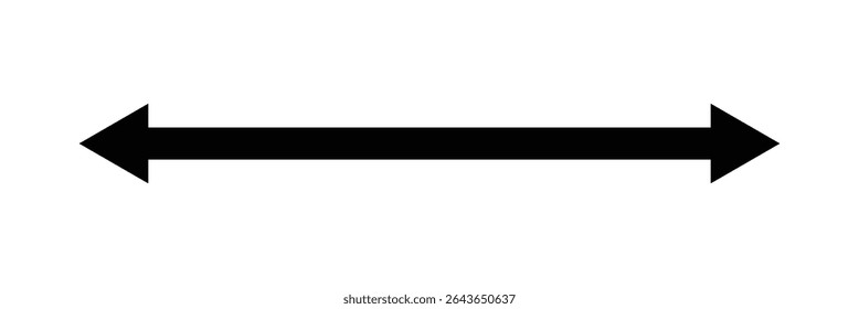 Icono de Vector de flecha larga. Flecha doble Horizontal negra . Ilustración vectorial. EPS 10.