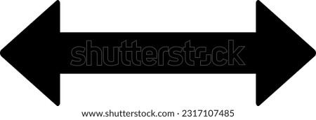 Long arrow vector icon. Black horizontal double arrow. Replaceable vector design.