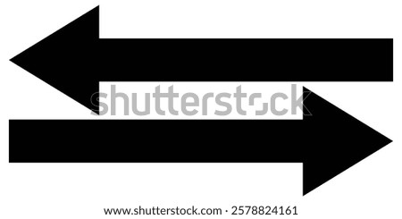 Long arrow vector icon. Black horizontal double arrow. Vector left and right arrow flat style. Vector illustration arrow icon isolated on white background.