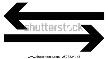 Long arrow vector icon. Black horizontal double arrow. Vector left and right arrow flat style. Vector illustration arrow icon isolated on white background.