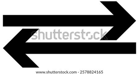 Long arrow vector icon. Black horizontal double arrow. Vector left and right arrow flat style. Vector illustration arrow icon isolated on white background.