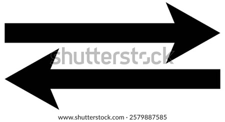 Long arrow vector icon. Black horizontal double arrow. Vector illustration icon isolated on white background.