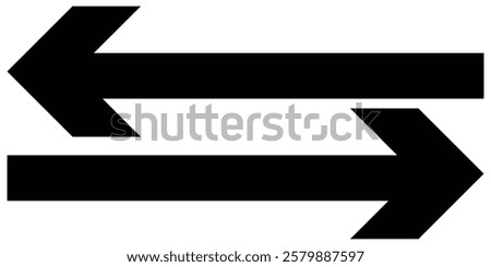 Long arrow vector icon. Black horizontal double arrow. Vector illustration icon isolated on white background.