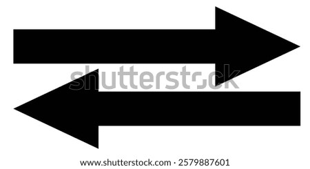 Long arrow vector icon. Black horizontal double arrow. Vector illustration icon isolated on white background.