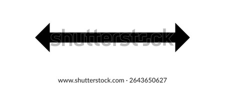 Long arrow vector icon. Black horizontal double arrow . Vector Illustration . EPS 10 .