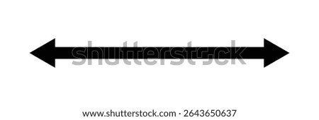 Long arrow vector icon. Black horizontal double arrow . Vector Illustration . EPS 10 .