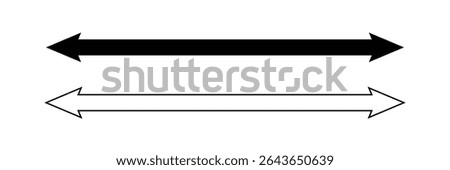Long arrow vector icon. Black horizontal double arrow . Vector Illustration . EPS 10 .