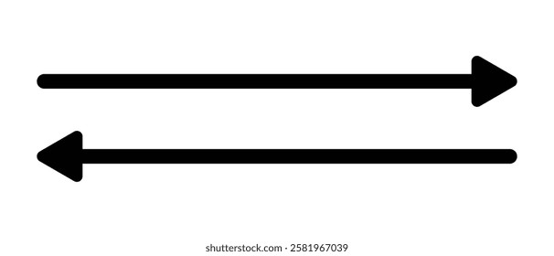 long arrow vector icon. double side left and right silhouette straight Horizontal long arrow icon. flat style long arrow vector illustration.