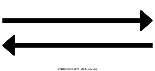 long arrow vector icon. double side left and right silhouette straight Horizontal long arrow icon. flat style long arrow vector illustration.