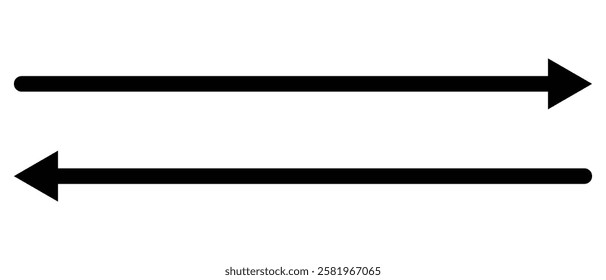 long arrow vector icon. double side left and right silhouette straight Horizontal long arrow icon. flat style long arrow vector illustration.