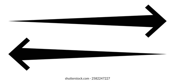 long arrow vector icon. double side left and right silhouette straight Horizontal long arrow icon. flat style long arrow vector illustration.