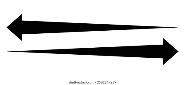long arrow vector icon. double side left and right silhouette straight Horizontal long arrow icon. flat style long arrow vector illustration.
