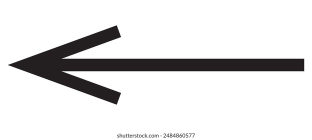 Long arrow vector icon pointing to the left. Black arrow vector illustration eps 10.
