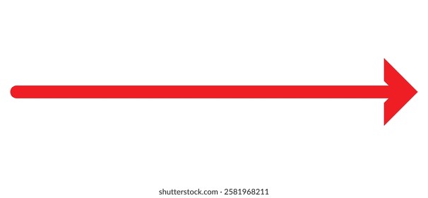 long arrow vector icon. red straight Horizontal long arrow icon. flat style long arrow vector illustration.