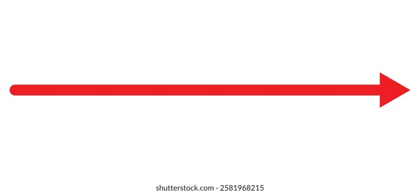 long arrow vector icon. red straight Horizontal long arrow icon. flat style long arrow vector illustration.