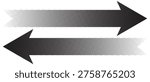 Long arrow vector icon. Silhouette of long arrow with dot pattern. Set of metal arrows with halftone. Simple straight Horizontal long arrow icon design for website, app, logo. Vector illustration.