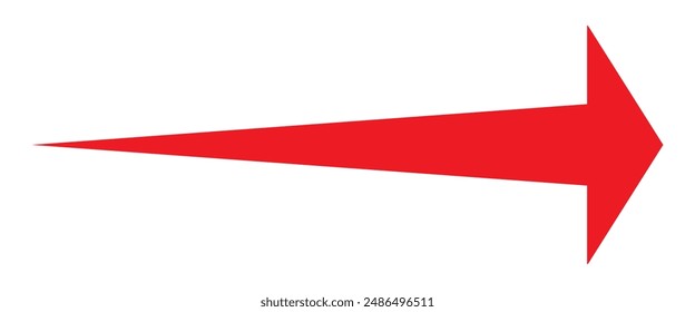 Long arrow vector. Red arrow pointing right. Arrow pointing. Flat style trending long arrow sign.