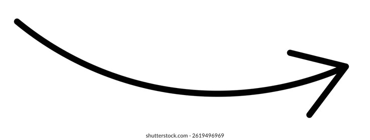 Long arrows icon. Long curved hand drawn arrow. Flat Style Arrow Symbol. Vector Illustration.
