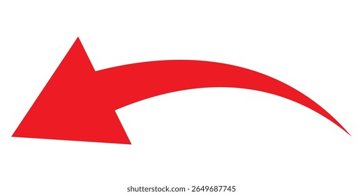 Icono de flechas largas. Flecha larga curva dibujada a mano aislada
