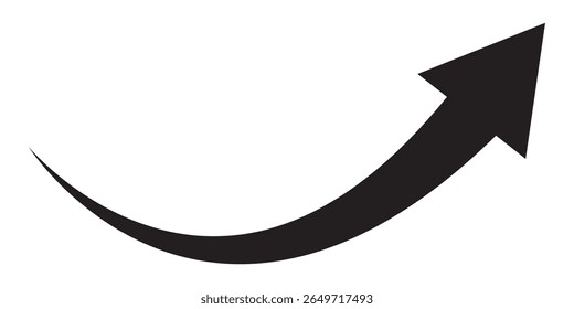 Long arrows icon. Long curved hand drawn arrow isolated.