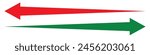 Long arrows icon set. Arrow pointing. Vector set of trendy long arrows left and right in flat style. Red and green arrow vector set. 