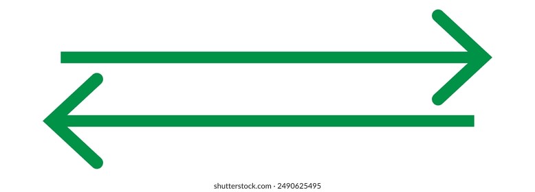 Long arrows icon set. Arrow pointing. Vector set of trendy long arrows left and right in flat style. green arrow vector set.