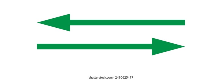 Long arrows icon set. Arrow pointing. Vector set of trendy long arrows left and right in flat style. green arrow vector set.