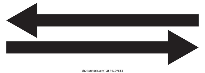 Long arrows icon set. Arrow pointing. Vector set of trendy long arrows left and right in flat style. Black  arrow vector set.