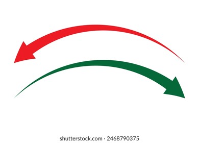Bunte Horizontale Doppelpfeile. Lange Pfeile - Symbolsatz. Lange rechte schwarze und grüne Pfeile. Vektorillustration.