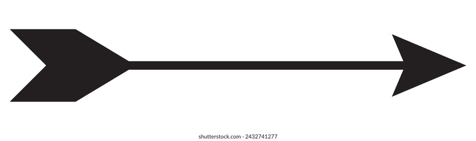 Long arrows icon set. Vector set of trendy long arrows left and right in flat style. Black arrows vector illustration. Icons isolated.