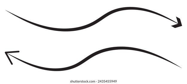 Long arrows icon set. Vector set of trendy long arrows left and right in flat style. Black arrows vector illustration. Straight long right vector arrow icon.