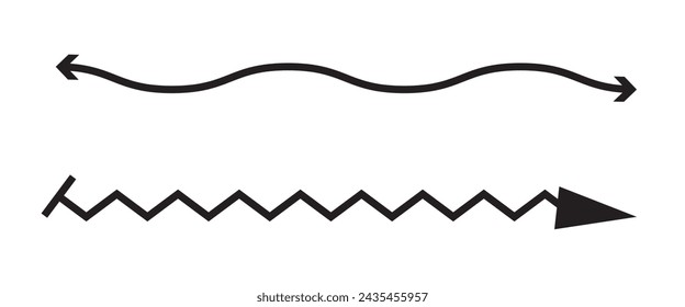 Long arrows icon set. Vector set of trendy long arrows left and right in flat style. Black arrows vector illustration. Straight long right vector arrow icon.