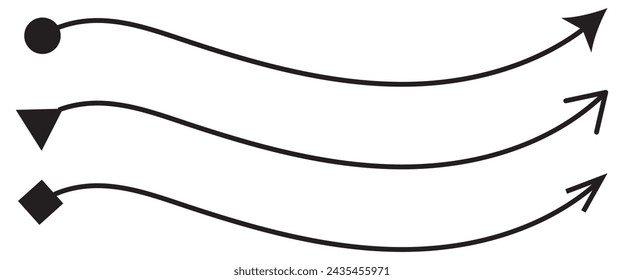 Long arrows icon set. Vector set of trendy long arrows left and right in flat style. Black arrows vector illustration. Straight long right vector arrow icon.