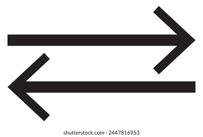 Long arrows icon set. Vector set of trendy long arrows left and right in flat style directional signs for navigation. Black arrows vector illustration. Icons isolated.
