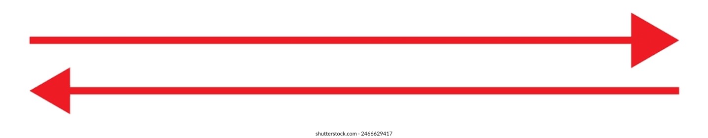 Long arrows icon set. Vector set of trendy long arrows left and right in flat style. Black arrows vector illustration. Icons isolated.