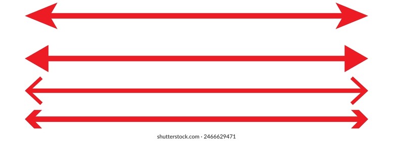 Long arrows icon set. Vector set of trendy long arrows left and right in flat style. Black arrows vector illustration. Icons isolated.