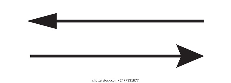 Long arrows icon set. Vector set of trendy long arrows left and right in flat style. Replaceable vector design.