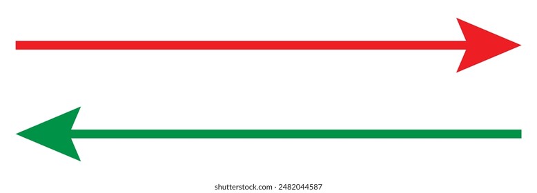 Long arrows icon set. Vector set of trendy long arrows left and right in flat style.  Straight long right vector arrow icon. Icons isolated. Vector illustration. Eps file 25.
